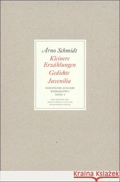 Kleinere Erzählungen, Gedichte, Juvenilia Schmidt, Arno   9783518800041 Suhrkamp