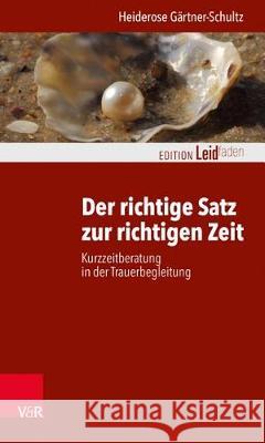 Der richtige Satz zur richtigen Zeit : Kurzzeitberatung in der Trauerbegleitung Heiderose Gartner-Schultz 9783525402863 Vandenhoeck and Ruprecht