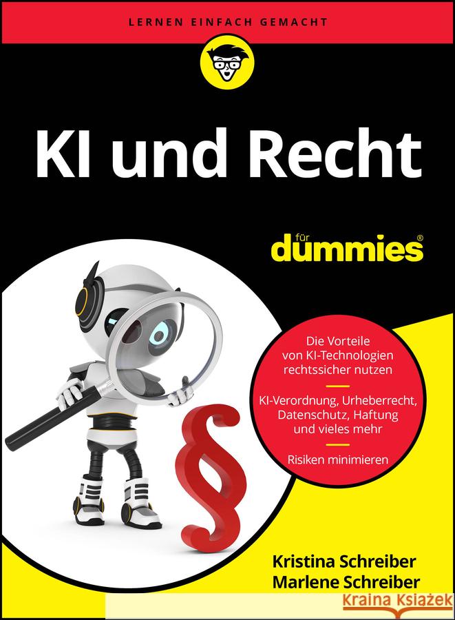KI und Recht fur Dummies Schreiber, Marlene 9783527723416 Wiley-VCH Verlag GmbH