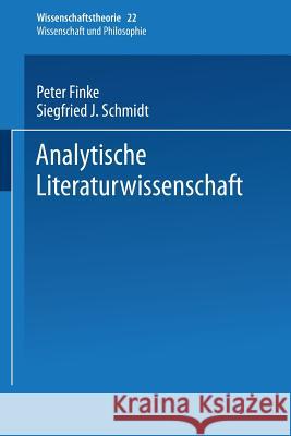 Analytische Literaturwissenschaft Peter Finke S. J. Schmidt Universitat Bielefeld 9783528085711