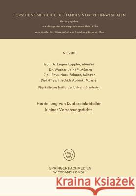 Herstellung Von Kupfereinkristallen Kleiner Versetzungsdichte Eugen Kappler Werner Uelhoff Munster 9783531021812 Vs Verlag Fur Sozialwissenschaften