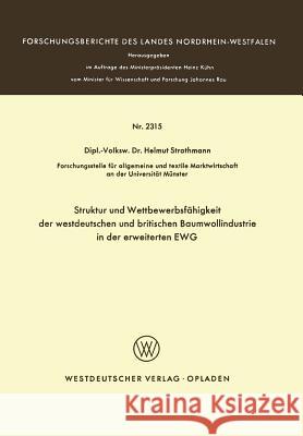 Struktur Und Wettbewerbsfähigkeit Der Westdeutschen Und Britischen Baumwollindustrie in Der Erweiterten Ewg Strothmann, Helmuth 9783531023151 Vs Verlag Fur Sozialwissenschaften