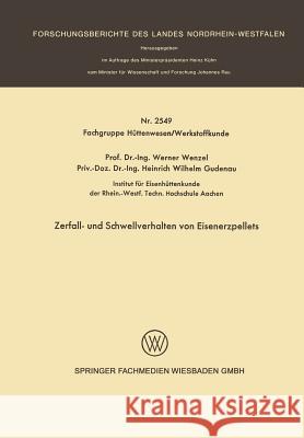 Zerfall- Und Schwellverhalten Von Eisenerzpellets Werner Wenzel 9783531025490 Vs Verlag Fur Sozialwissenschaften