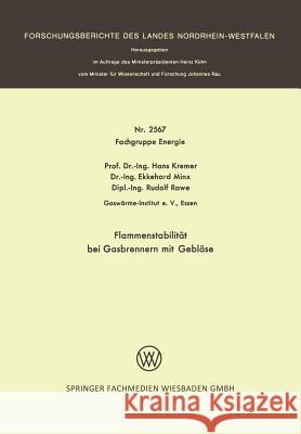 Flammenstabilität Bei Gasbrennern Mit Gebläse Kremer, Hans 9783531025674 Vs Verlag Fur Sozialwissenschaften