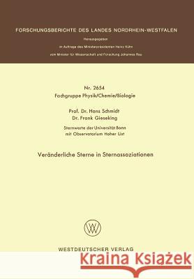 Veränderliche Sterne in Sternassoziationen Schmidt, Hans 9783531026541 Vs Verlag Fur Sozialwissenschaften