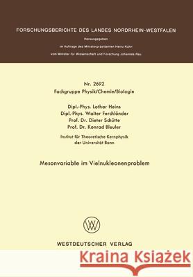 Mesonvariable im Vielnukleonenproblem Lothar Heins 9783531026923 Vs Verlag Fur Sozialwissenschaften