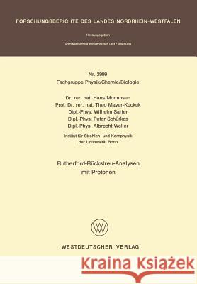 Rutherford-Rückstreu-Analysen Mit Protonen Mommsen, Hans 9783531029993 Vs Verlag Fur Sozialwissenschaften