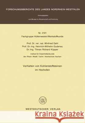 Verhalten Von Kohlenstoffsteinen Im Hochofen Dahl, Winfried 9783531031019 Vs Verlag Fur Sozialwissenschaften