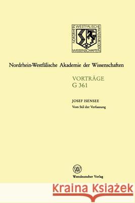 Vom Stil Der Verfassung Josef Isensee Josef Isensee 9783531073613