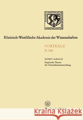 Empirische Theorie Der Unternehmensentwicklung Horst Albach 9783531083483 Vs Verlag Fur Sozialwissenschaften