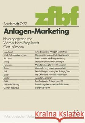 Anlagen-Marketing Werner Han Gert Lassmann Werner Hans Engelhardt 9783531114453 Vs Verlag Fur Sozialwissenschaften