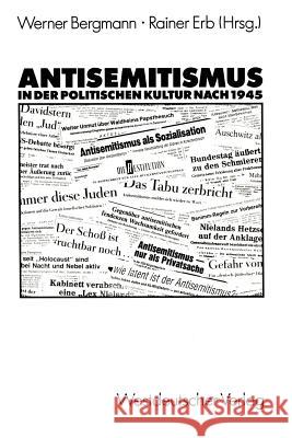 Antisemitismus in Der Politischen Kultur Nach 1945 Bergmann, Rainer 9783531119236 Vs Verlag F R Sozialwissenschaften