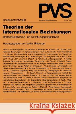 Theorien Der Internationalen Beziehungen: Bestandsaufnahme Und Forschungsperspektiven Rittberger, Volker 9783531121482