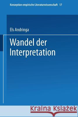 Wandel Der Interpretation: Kafkas, VOR Dem Gesetz' Im Spiegel Der Literaturwissenschaft Els Andringa 9783531125930 Vs Verlag Fur Sozialwissenschaften