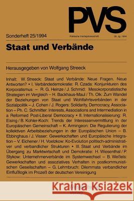 Staat Und Verbände Streeck, Wolfgang 9783531126616