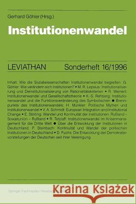 Institutionenwandel Gerhard Gohler 9783531129365 Vs Verlag Fur Sozialwissenschaften