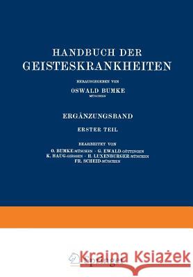 Handbuch Der Geisteskrankheiten: Ergänzungsband Bumke, Oswald 9783540012689