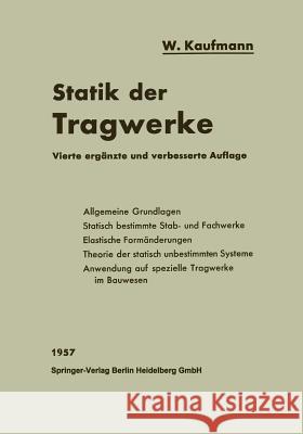 Statik Der Tragwerke Walther Kaufmann 9783540021544 Springer