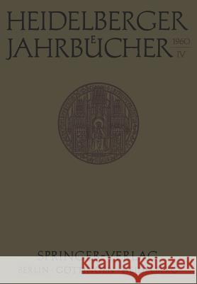 Heidelberger Jahrbücher Universitäts-Gesellschaft 9783540025580