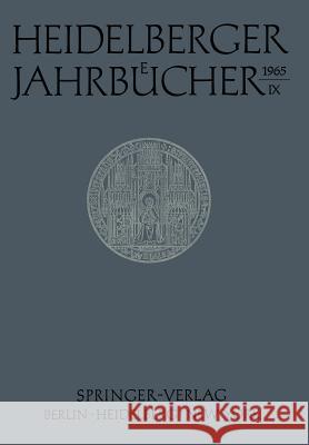 Heidelberger Jahrbücher Universitäts-Gesellschaft 9783540033233