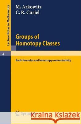 Groups of Homotopy Classes: Rank Formulas and Homotopy-Commutativity Arkowitz, M. 9783540039006 Not Avail