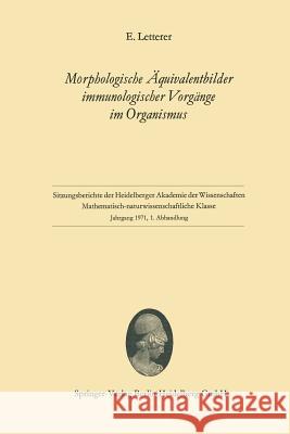 Morphologische Äquivalentbilder Immunologischer Vorgänge Im Organismus Letterer, Erich 9783540053507 Springer