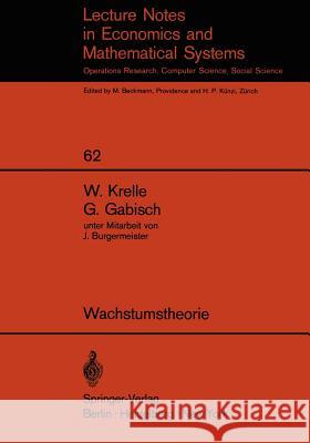 Wachstumstheorie W. Krelle, G. Gabisch, J. Burgermeister 9783540057253 Springer-Verlag Berlin and Heidelberg GmbH & 
