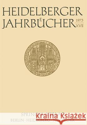 Heidelberger Jahrbücher XVII Wolff, Hans Walter 9783540063513