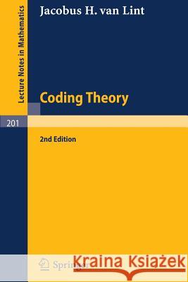 Coding Theory J. H. Van Lint 9783540063636 Springer