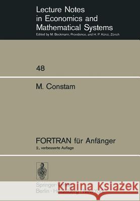 FORTRAN Für Anfänger Constam, Martin 9783540065388 Springer