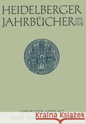 Heidelberger Jahrbücher Universitäts-Gesellschaft Heidelberg 9783540068112