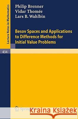 Besov Spaces and Applications to Difference Methods for Initial Value Problems P. Brenner V. Thomee L. B. Wahlbin 9783540071303