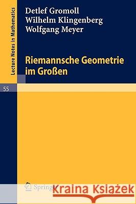 Riemannsche Geometrie Im Großen Gromoll, Detlef 9783540071334 Springer