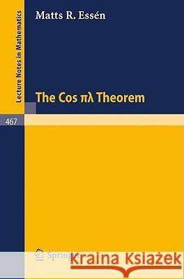 The Cos Pi Lambda Theorem Borell, C. 9783540071761 Springer