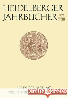 Heidelberger Jahrbücher Universitäts-Gesellschaft Heidelberg 9783540094890