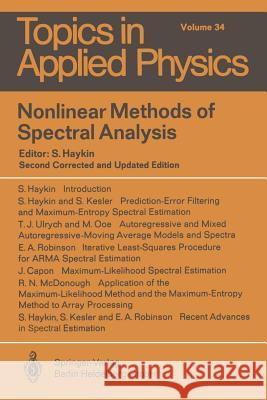 Nonlinear Methods of Spectral Analysis S. Haykin 9783540123866