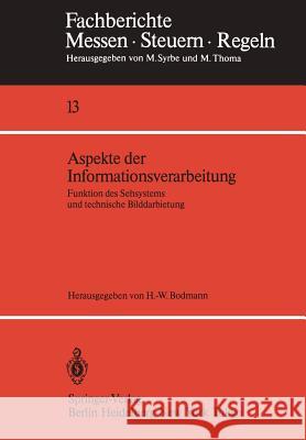 Aspekte Der Informationsverarbeitung: Funktion Des Sehsystems Und Technische Bilddarbietung Bodmann, Hans-Walter 9783540157250 Springer