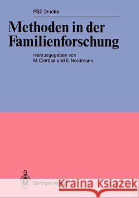Methoden in Der Familienforschung Cierpka, Manfred 9783540174622 Springer
