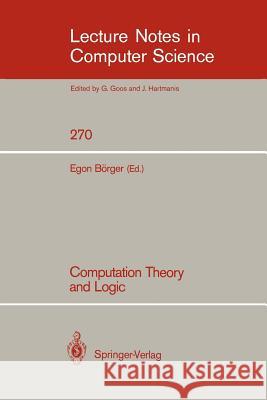 Computation Theory and Logic Börger, Egon 9783540181705