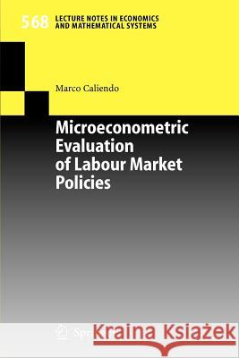 Microeconometric Evaluation of Labour Market Policies Marco Caliendo M. Caliendo 9783540287070 Springer