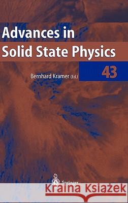 Advances in Solid State Physics Bernhard Kramer 9783540401506 Springer-Verlag Berlin and Heidelberg GmbH & 