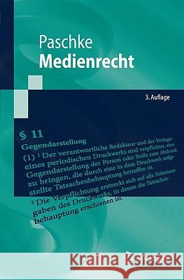 Medienrecht Paschke, Marian   9783540490876 Springer, Berlin
