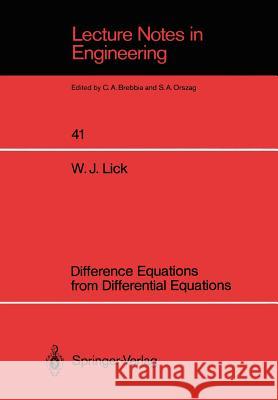 Difference Equations from Differential Equations Wilbert J. Lick 9783540507390