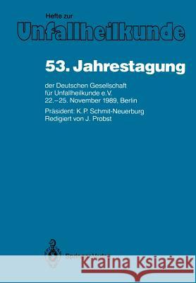 53. Jahrestagung Der Deutschen Gesellschaft Für Unfallheilkunde E.V.: 22.-25. November 1989, Berlin Schmit-Neuerburg, K. P. 9783540529255