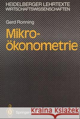Mikro-Ökonometrie Ronning, Gerd 9783540538042