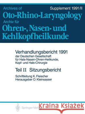 Teil II: Sitzungsbericht Oskar Kleinsasser 9783540544975 Not Avail