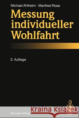 Messung Individueller Wohlfahrt Michael Ahlheim Manfred Rose 9783540560333