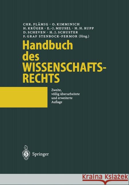 Handbuch Des Wissenschaftsrechts Flämig, Christian 9783540611295 Springer