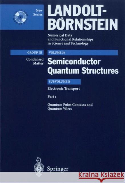 Quantum Point Contacts and Quantum Wires B. Kramer B. Kramer A. Fechner 9783540617419 Springer