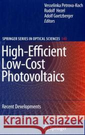 High-Efficient Low-Cost Photovoltaics: Recent Developments Petrova-Koch, Vesselinka 9783540793588